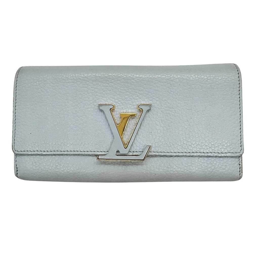 Louis Vuitton Capucines Portefeuille Wallet Long Wallet Taurillon Leather Blue